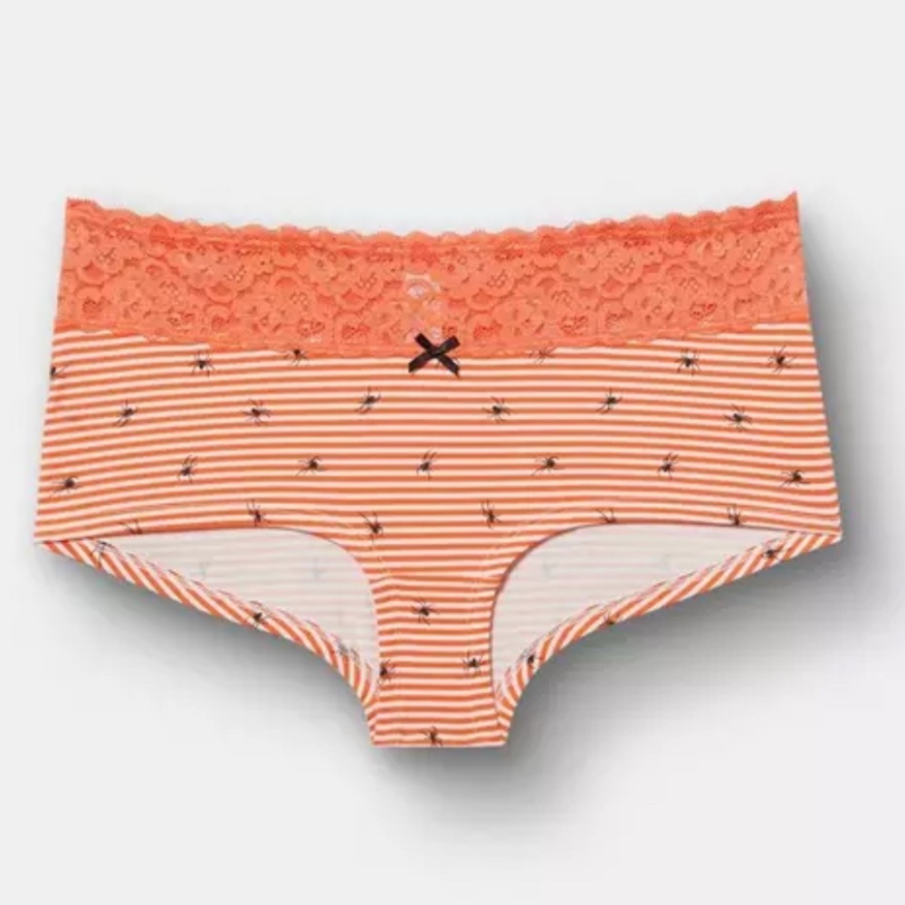Torrid spider print orange stripe boyshort panty, Torrid size 2, 2X